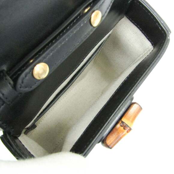 GUCCI Black Leather Bamboo Shoulder Bag - Picture 4 of 16